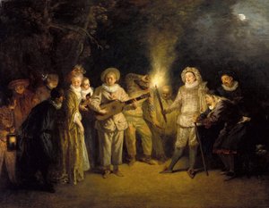 De Italiaanse komedie door Jean Antoine Watteau