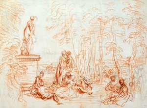 Het Genot van Liefde, schets, 18e eeuw door Jean Antoine Watteau