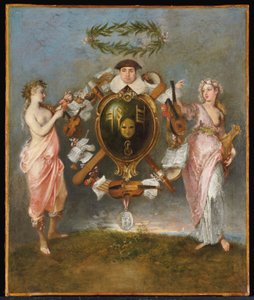 De vereniging van komedie en muziek door Jean Antoine Watteau