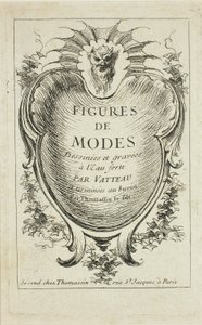 Titelpagina, van Figures de modes door Jean Antoine Watteau