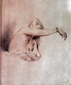Naakte vrouw, arm omhoog door Jean Antoine Watteau