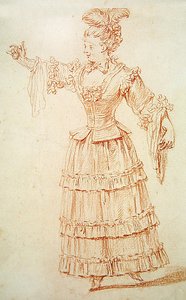 Danseres van de Opera door Jean Antoine Watteau