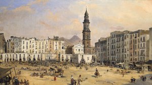 Piazza, Napels, Italië door Jean Auguste Bard