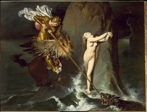 Angelica wordt bevrijd door Roger (uit Orlando furioso) door Jean Auguste Dominique Ingres