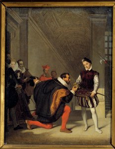 Don Pedro de Toledo, ambassadeur van Filips II, kust het zwaard van Hendrik IV (1553-1610). Trap van Hendrik II in het Louvre. Schilderij door Jean Auguste Dominique Ingres (1780-1867) door Jean Auguste Dominique Ingres