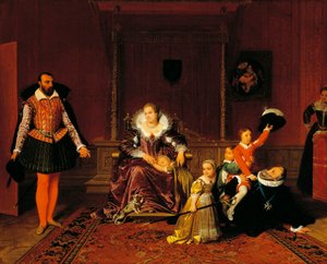 Hendrik IV verrast door de Spaanse ambassadeur terwijl hij met zijn kinderen speelt door Jean Auguste Dominique Ingres
