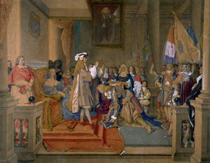 Maarschalk Berwick ontvangt van koning Filips V van Spanje de Orde van het Gulden Vlies, 1864