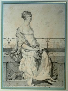 Portret van juffrouw Barbara Bansi zittend in een Italiaans landschap door Jean Auguste Dominique Ingres