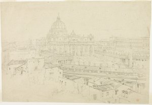 Uitzicht op de Sint Pieter in Rome door Jean Auguste Dominique Ingres