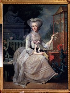 De jonge dame bij de kooi door Jean Baptiste Charpentier