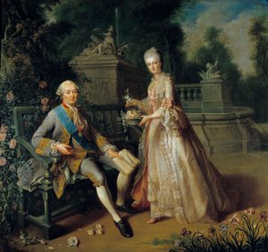 Louis Jean Marie de Bourbon, hertog van Penthievre (1725-1793) en zijn dochter Louise Adelaide (1753-1821) door Jean Baptiste Charpentier