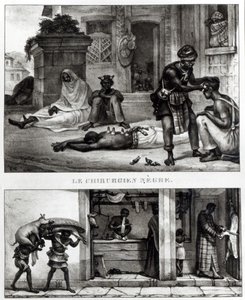 Een zwarte chirurg; winkel van een varkensvleesverkoper door Jean Baptiste (after) Debret