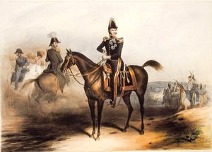Ruiterportret van Leopold I (1790-1865) Koning van België door Jean Baptiste (after) Madou