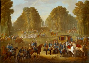 Plaquette met de jachten van Lodewijk XVI door Jean Baptiste (after) Oudry