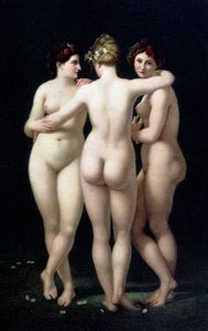 De drie gratiën. Fac-simile van het werk van Jean Baptiste Regnault (1754-1829) - ansichtkaart door Jean Baptiste (after) Regnault