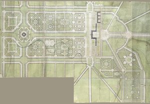 Ontwerp voor het Strelna-paleis en park door Jean Baptiste Alexandre Le Blond