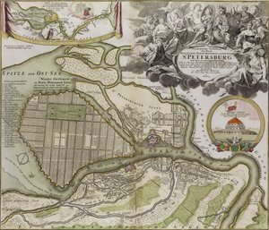 Kaart van Petersburg Sint-Petersburg masterplan door Jean Baptiste Alexandre Le Blond