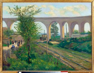 Het aquaduct bij Arcueil, spoorlijn van Sceaux door Jean Baptiste Armand Guillaumin