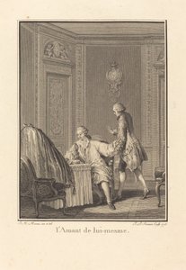 De minnaar van zichzelf door Jean Baptiste Blaise Simonet after Jean Michel Moreau