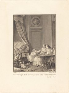 Dit is de regel van de natuur, waarom verzet je je ertegen? door Jean Baptiste Blaise Simonet after Jean Michel Moreau