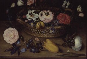Mand met bloemen door Jean Baptiste Bosschaert