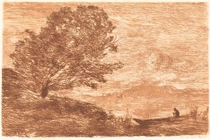 Een Meer in Tirol Un lac du Tyrol, 1863 door Jean Baptiste Camille Corot