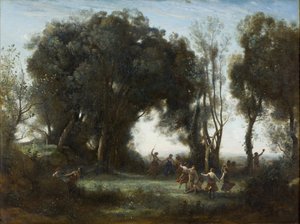 Een Ochtend. De Dans van de Nimfen door Jean Baptiste Camille Corot