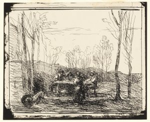 Een Picknick in de Open Plek door Jean Baptiste Camille Corot