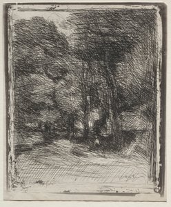 Een souvenir van de Bas-Bréau, originele indruk 1858, gedrukt in 1921 door Jean Baptiste Camille Corot