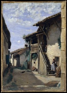 Een dorpsstraat, Dardagny door Jean Baptiste Camille Corot