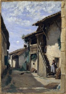Een dorpsstraat: Dardagny door Jean Baptiste Camille Corot