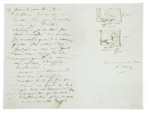 Handgeschreven brief aan landschapsschilder en politicus Charles Le Roux, Parijs, 29 januari 1855