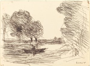 Schipper (Le Batelier) door Jean Baptiste Camille Corot