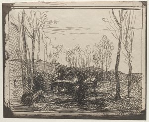 Ontbijt in een open plek door Jean Baptiste Camille Corot