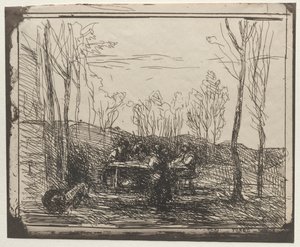 Ontbijt in een open plek, originele indruk 1857, gedrukt in 1921 door Jean Baptiste Camille Corot