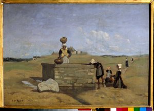 Bretons bij de fontein, dorp Batz