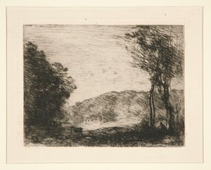 Bosrijk platteland door Jean Baptiste Camille Corot