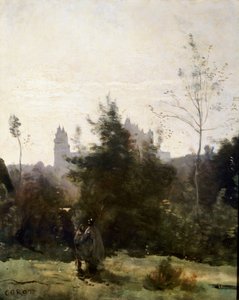 Château de Pierrefonds door Jean Baptiste Camille Corot