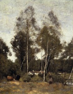 Clairiere Pierre du Bois, de Evaux, nabij Chateau-Thierry door Jean Baptiste Camille Corot
