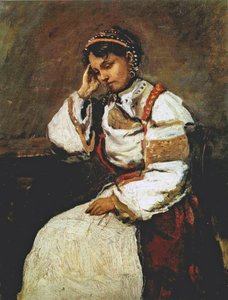Corot - De dromende zigeunerin, 1865-70 door Jean Baptiste Camille Corot