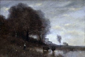 Landschap op het platteland door Jean Baptiste Camille Corot