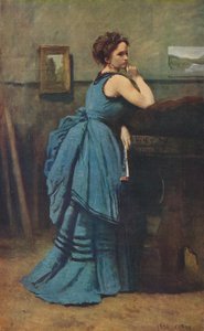 Vrouw in blauw, 1874 door Jean Baptiste Camille Corot
