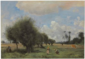 Velden bij Étampes, ca. 1855-60 door Jean Baptiste Camille Corot