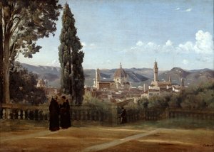 Florence, Uitzicht vanaf de Boboli-tuinen, 1835-1840 door Jean Baptiste Camille Corot