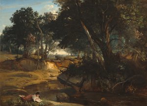 Bos van Fontainebleau door Jean Baptiste Camille Corot