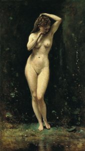 Frans:  Le Bain de Diane (La Fontaine) Diana Bad (De Fontein) door Jean Baptiste Camille Corot
