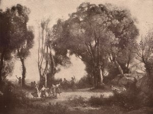 Duits: Tanz der Nymphen Ochtend. Dans van de Nimfen door Jean Baptiste Camille Corot