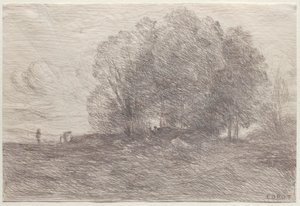 Groep Bomen door Jean Baptiste Camille Corot