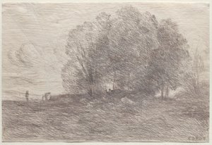 Groep Bomen, 1858 door Jean Baptiste Camille Corot