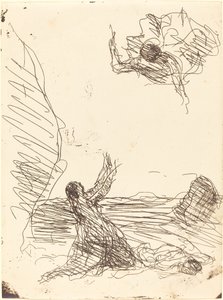 Hagar en de engel door Jean Baptiste Camille Corot